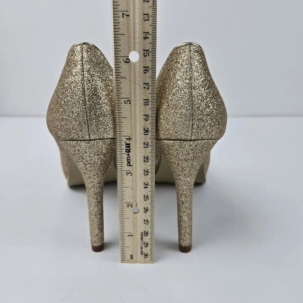 NINE WEST Tan Pumps Size 8M Gold QUALITY MAN MADE MATERIAL